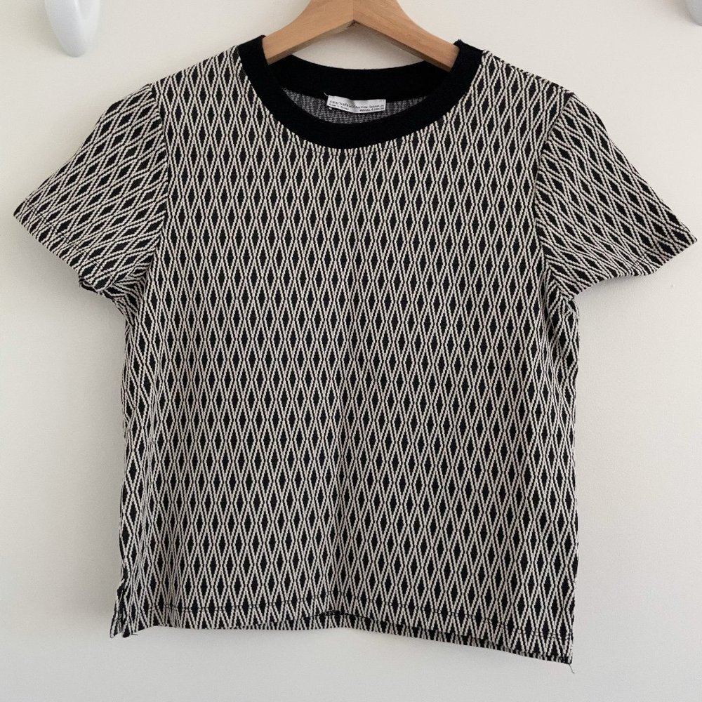 Zara Boho Embroidered Black/White Top